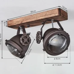 Lampes Industrielles-hofstein Plafonnier Herford Brun, Bois foncé, 2 lumières