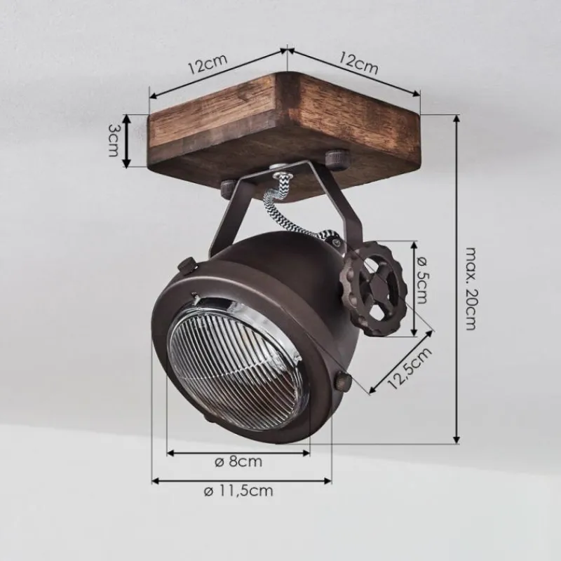 Lampes Industrielles-hofstein Plafonnier Herford Brun, Bois foncé, 1 lumière