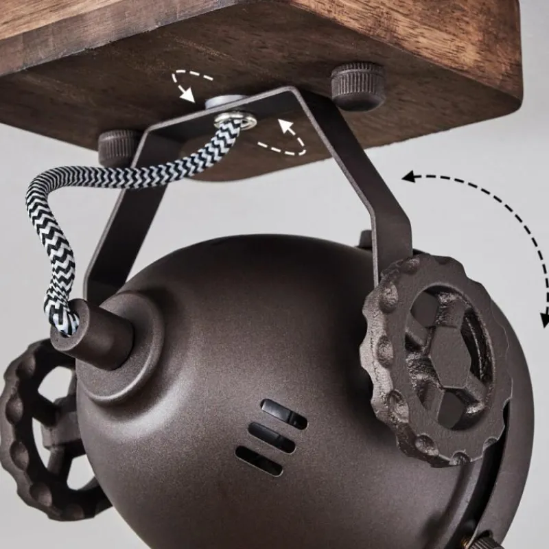 Lampes Industrielles-hofstein Plafonnier Herford Brun, Bois foncé, 1 lumière