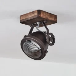 Lampes Industrielles-hofstein Plafonnier Herford Brun, Bois foncé, 1 lumière