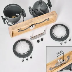 Lampes Industrielles-hofstein Plafonnier Herford Gris, Bois clair, 2 lumières