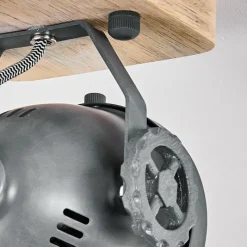 Lampes Industrielles-hofstein Plafonnier Herford Gris, Bois clair, 3 lumières