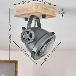 Lampes Industrielles-hofstein Plafonnier Herford Gris, Bois clair, 1 lumière