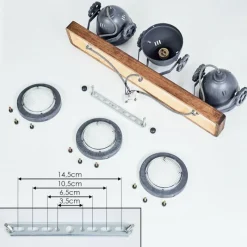 Lampes Industrielles-hofstein Plafonnier Herford Gris, Bois foncé, 3 lumières