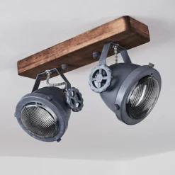 Lampes Industrielles-hofstein Plafonnier Herford Gris, Bois foncé, 2 lumières