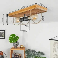 Lampes Dorées-hofstein Plafonnier Hodne Écru, Noir, 2 lumières