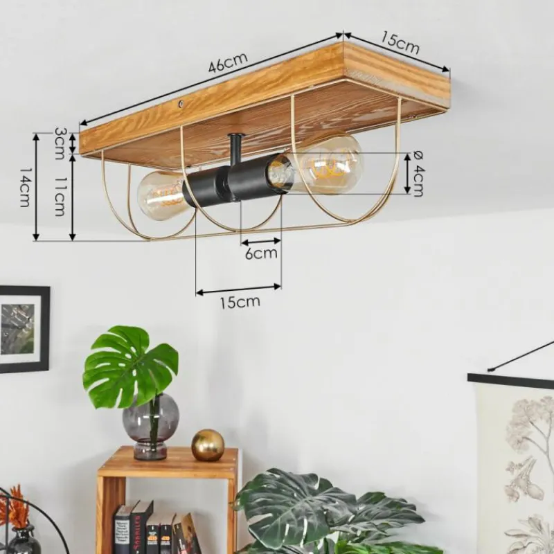 Lampes Dorées-hofstein Plafonnier Hodne Écru, Noir, 2 lumières
