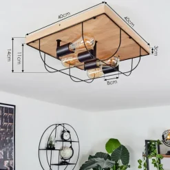 Lampes Vintages & Rétros-hofstein Plafonnier Hodne Écru, Noir, 4 lumières