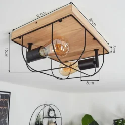 Lampes Vintages & Rétros-hofstein Plafonnier Hodne Écru, Noir, 2 lumières