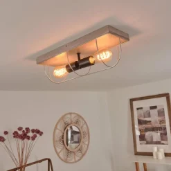 Lampes Vintages & Rétros-hofstein Plafonnier Hodne Gris, Écru, Noir, 2 lumières