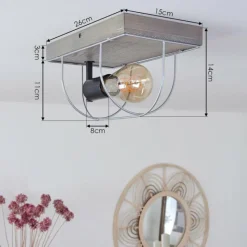 Lampes Vintages & Rétros-hofstein Plafonnier Hodne Gris, Écru, Noir, 1 lumière