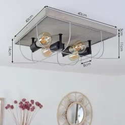 Lampes Vintages & Rétros-hofstein Plafonnier Hodne Gris, Écru, Noir, 4 lumières