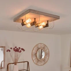 Lampes Vintages & Rétros-hofstein Plafonnier Hodne Gris, Écru, Noir, 4 lumières