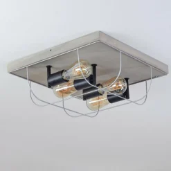 Lampes Vintages & Rétros-hofstein Plafonnier Hodne Gris, Écru, Noir, 4 lumières