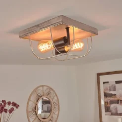 Lampes Vintages & Rétros-hofstein Plafonnier Hodne Gris, Noir, 2 lumières