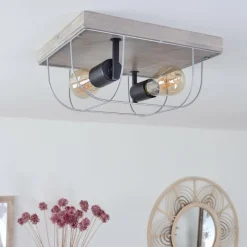 Lampes Vintages & Rétros-hofstein Plafonnier Hodne Gris, Noir, 2 lumières