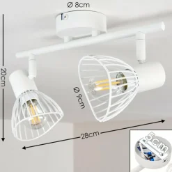 hofstein Plafonnier Holbol Blanc, 2 lumières* Spots Et Projecteurs