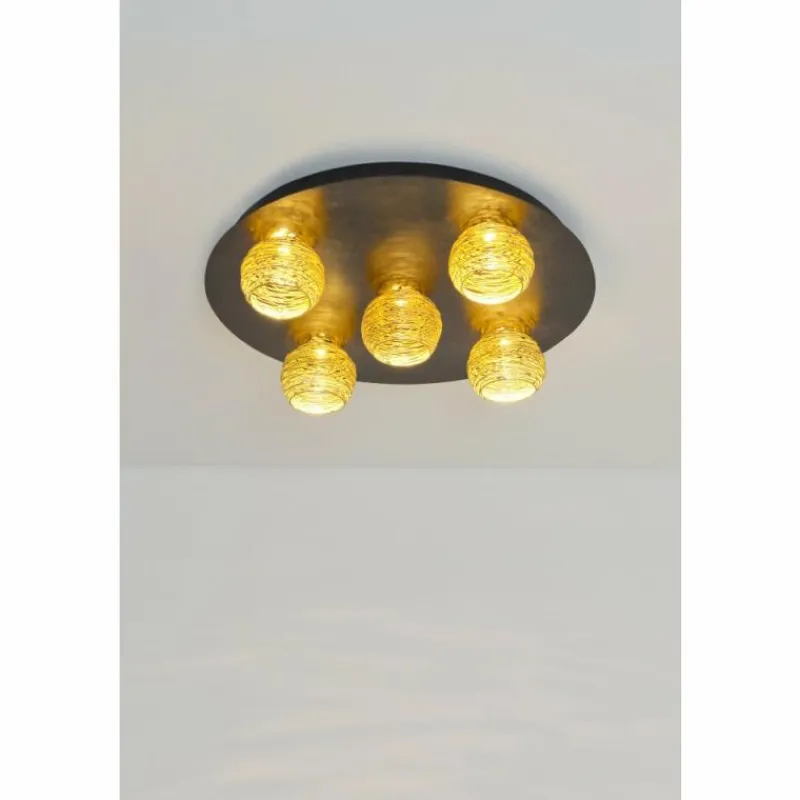 Lampes Dorées-Luminaires Holländer Plafonnier Holländer CARILLON LED Brun, Or, Noir, 5 lumières