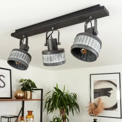 Lampes Industrielles-hofstein Plafonnier Holsa Noir, 3 lumières