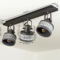 Lampes Industrielles-hofstein Plafonnier Holsa Noir, 3 lumières