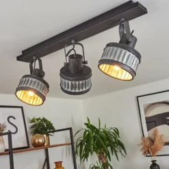 Lampes Industrielles-hofstein Plafonnier Holsa Noir, 3 lumières