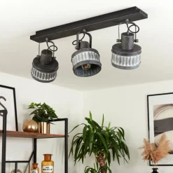 Lampes Industrielles-hofstein Plafonnier Holsa Noir, 3 lumières