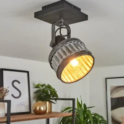 Lampes Industrielles-hofstein Plafonnier Holsa Noir, 1 lumière