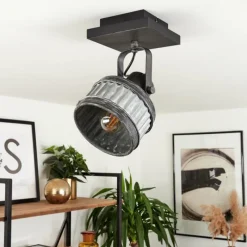 Lampes Industrielles-hofstein Plafonnier Holsa Noir, 1 lumière