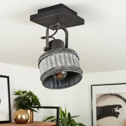 Lampes Industrielles-hofstein Plafonnier Holsa Noir, 1 lumière