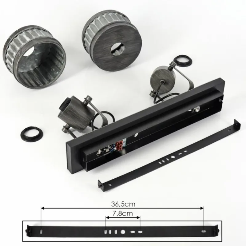 Lampes Industrielles-hofstein Plafonnier Holsa Noir, 2 lumières