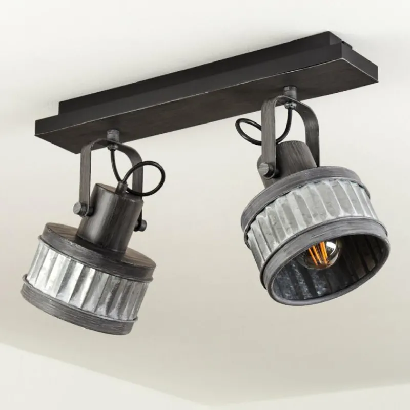 Lampes Industrielles-hofstein Plafonnier Holsa Noir, 2 lumières