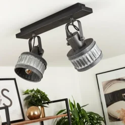 Lampes Industrielles-hofstein Plafonnier Holsa Noir, 2 lumières