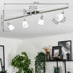 hofstein Plafonnier Holualoa LED Nickel mat, 4 lumières