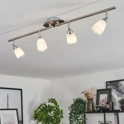 hofstein Plafonnier Holualoa LED Nickel mat, 4 lumières