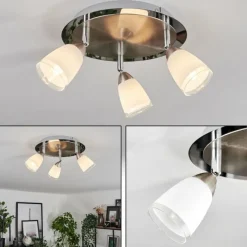 hofstein Plafonnier Holualoa LED Nickel mat, 3 lumières
