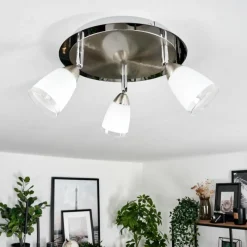 hofstein Plafonnier Holualoa LED Nickel mat, 3 lumières