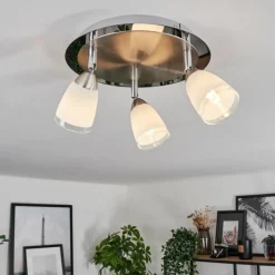 hofstein Plafonnier Holualoa LED Nickel mat, 3 lumières