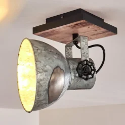 Lampes Vintages & Rétros-hofstein Plafonnier Hora Bois clair, Argenté, 1 lumière