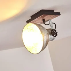 Lampes Vintages & Rétros-hofstein Plafonnier Hora Bois clair, Argenté, 1 lumière