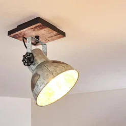 Lampes Vintages & Rétros-hofstein Plafonnier Hora Bois clair, Argenté, 1 lumière