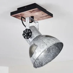 Lampes Vintages & Rétros-hofstein Plafonnier Hora Bois clair, Argenté, 1 lumière