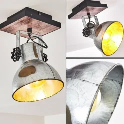 Lampes En Bois-hofstein Plafonnier Hora Bois foncé, Argenté, 1 lumière