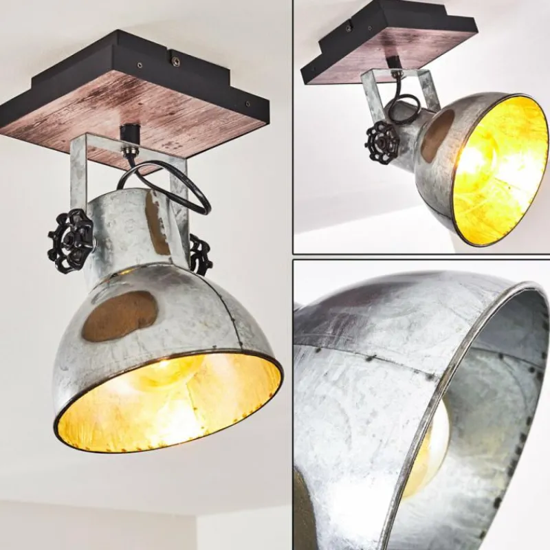 Lampes En Bois-hofstein Plafonnier Hora Bois foncé, Argenté, 1 lumière