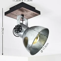 Lampes En Bois-hofstein Plafonnier Hora Bois foncé, Argenté, 1 lumière