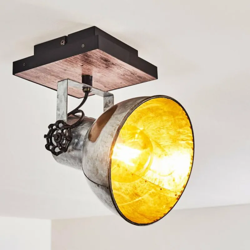 Lampes En Bois-hofstein Plafonnier Hora Bois foncé, Argenté, 1 lumière