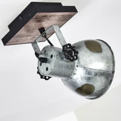 Lampes En Bois-hofstein Plafonnier Hora Bois foncé, Argenté, 1 lumière