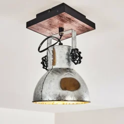 Lampes En Bois-hofstein Plafonnier Hora Bois foncé, Argenté, 1 lumière