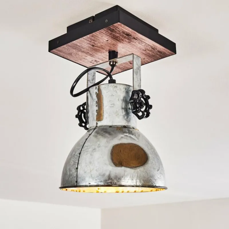 Lampes En Bois-hofstein Plafonnier Hora Bois foncé, Argenté, 1 lumière