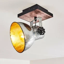 Lampes En Bois-hofstein Plafonnier Hora Bois foncé, Argenté, 1 lumière