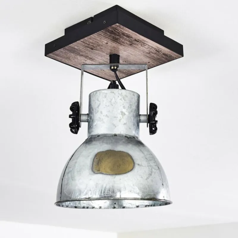 Lampes En Bois-hofstein Plafonnier Hora Bois foncé, Argenté, 1 lumière